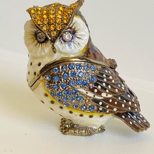OWL Crystals Jewelry Trinket Box  w/ Magnetic Closure